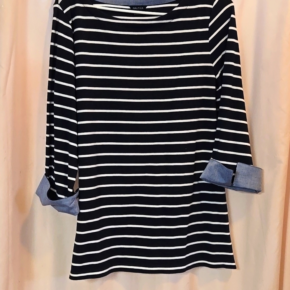 NAUTICA SZ L WOMANS 3/4 SLEEVE COTTON TOP, NEW
